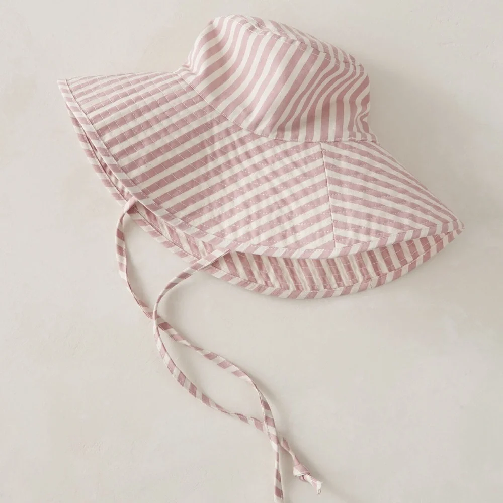 Business & Pleasure Wide Brim Beach Hat in Pink Stripe - Picture 2 of 7